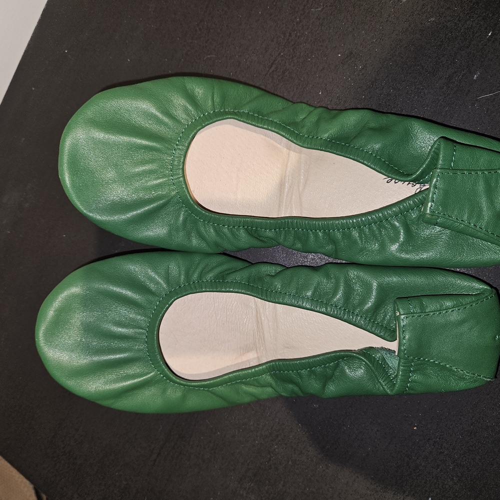 Green Leather Women's Flats
